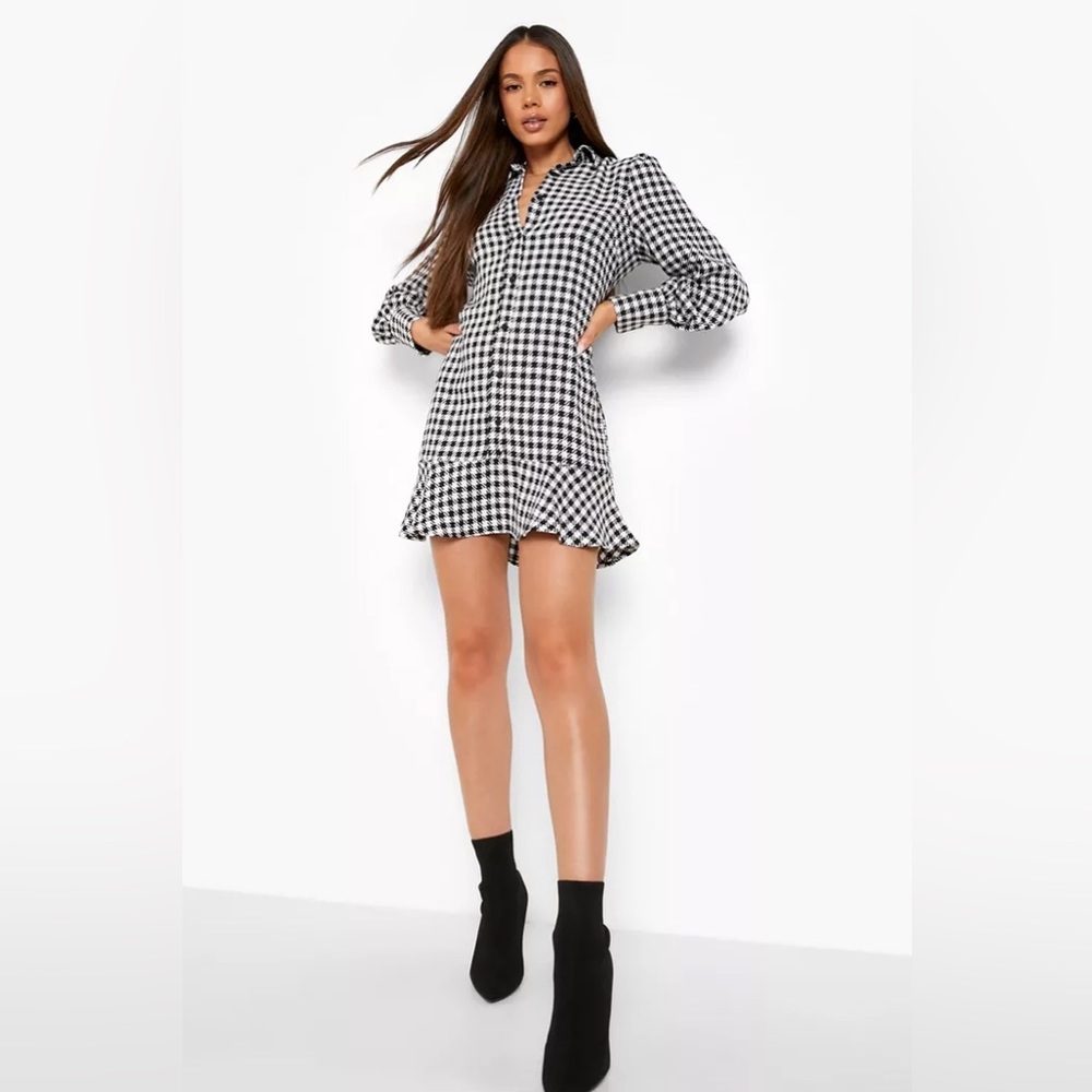 Dogtooth Flannel Shirt Dress